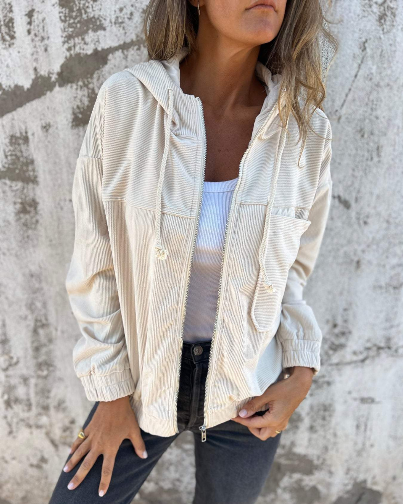 Georgia | Stylish Corduroy Jacket for Women with a Cozy Hood
