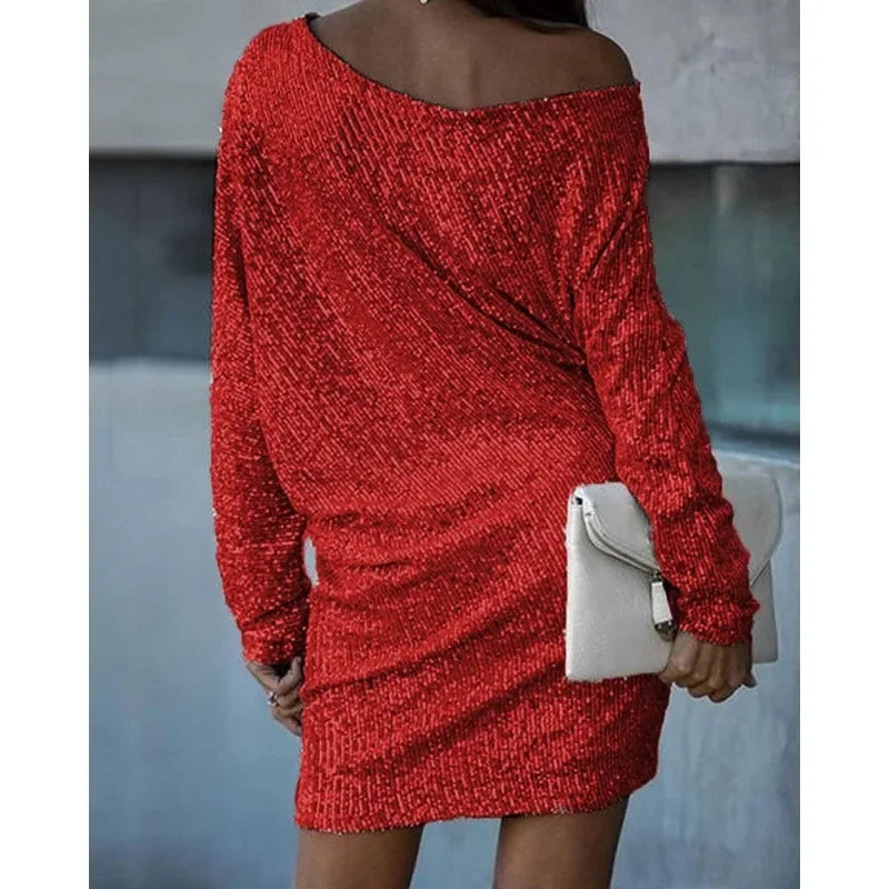 Beatrice | Elegant Eye Catching Shiny One-Shoulder Mini Dress