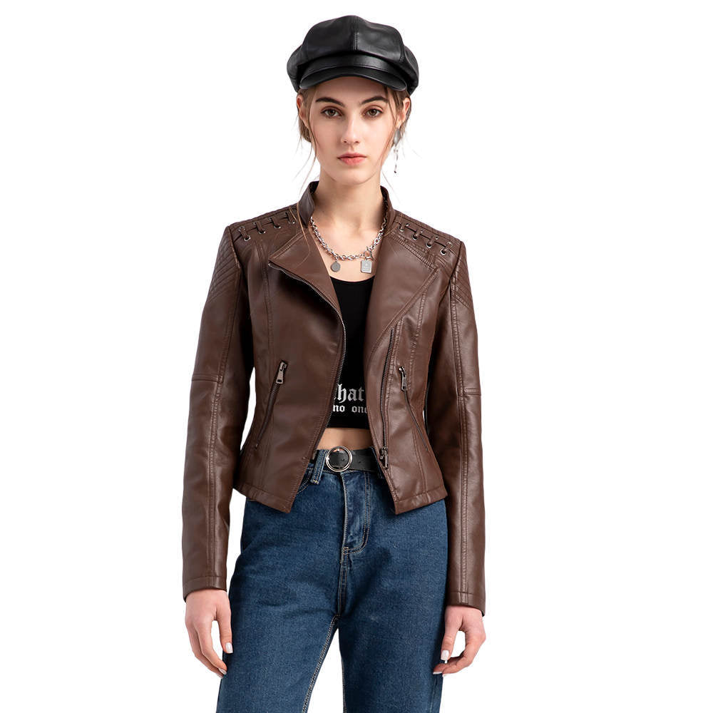 Ivy | Luxurious Lace PU Leather Jacket for Women, Perfect for Any Occasion