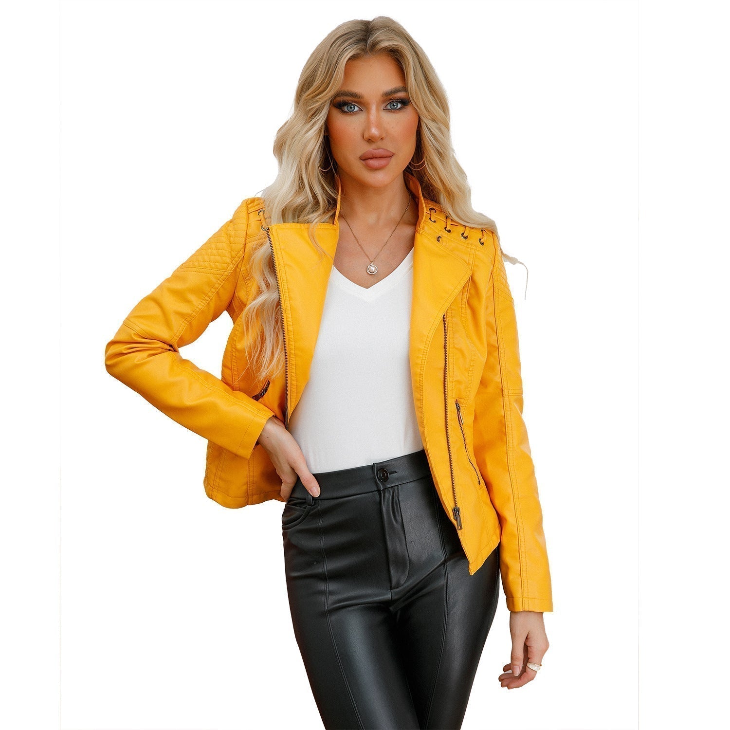 Ivy | Luxurious Lace PU Leather Jacket for Women, Perfect for Any Occasion