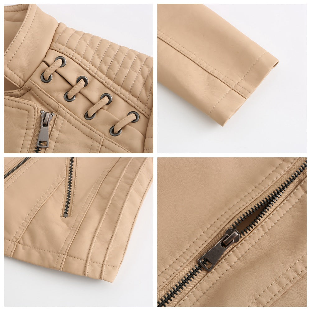 Ivy | Luxurious Lace PU Leather Jacket for Women, Perfect for Any Occasion