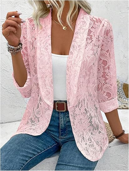 Eloise | Elegant Lace Blazer with a Stylish Lapel Collar