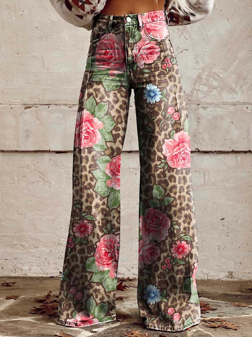 Ritan | Women's Long Denim & Wide Floral Trousers