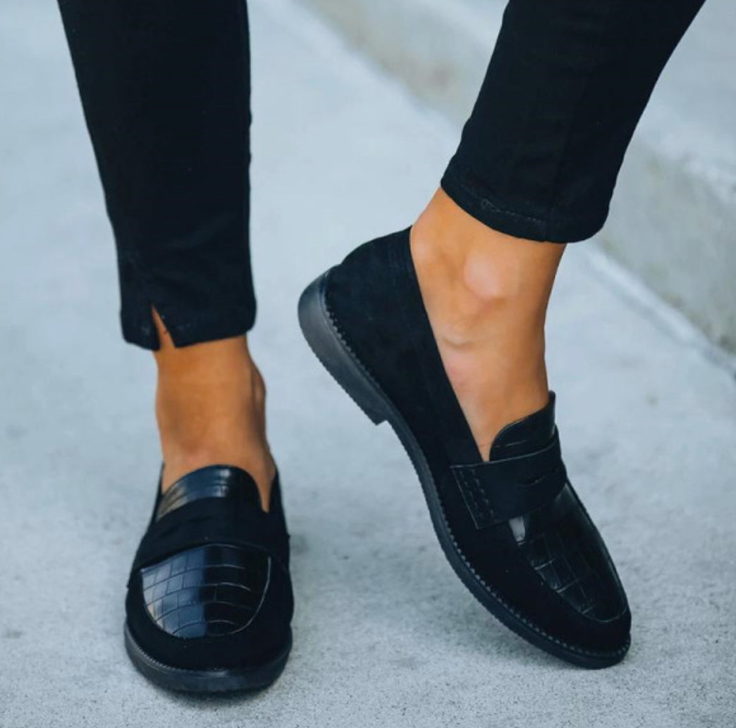 Crosida | High Quality Black Croco Loafer