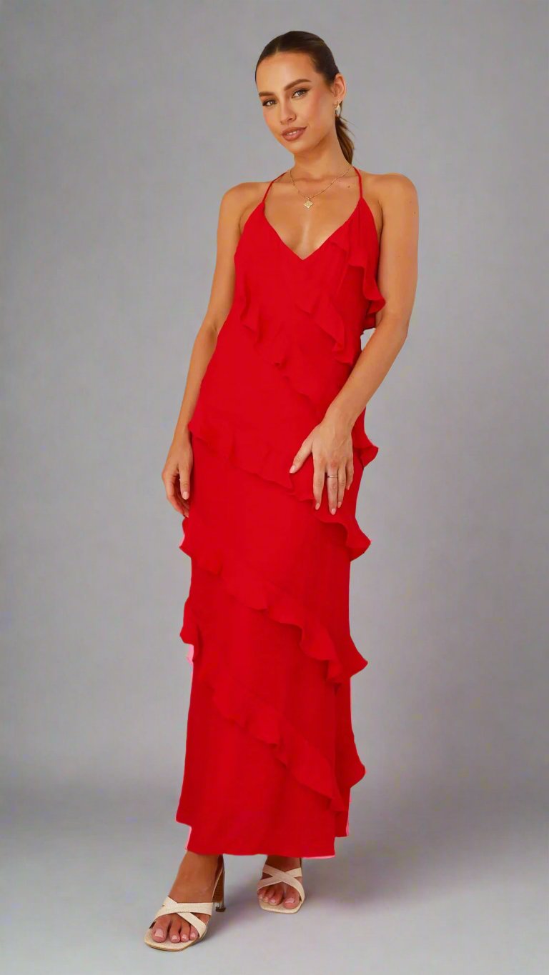 Francine | Elegant Ruffled Maxi Dress Perfect for Any Occasion