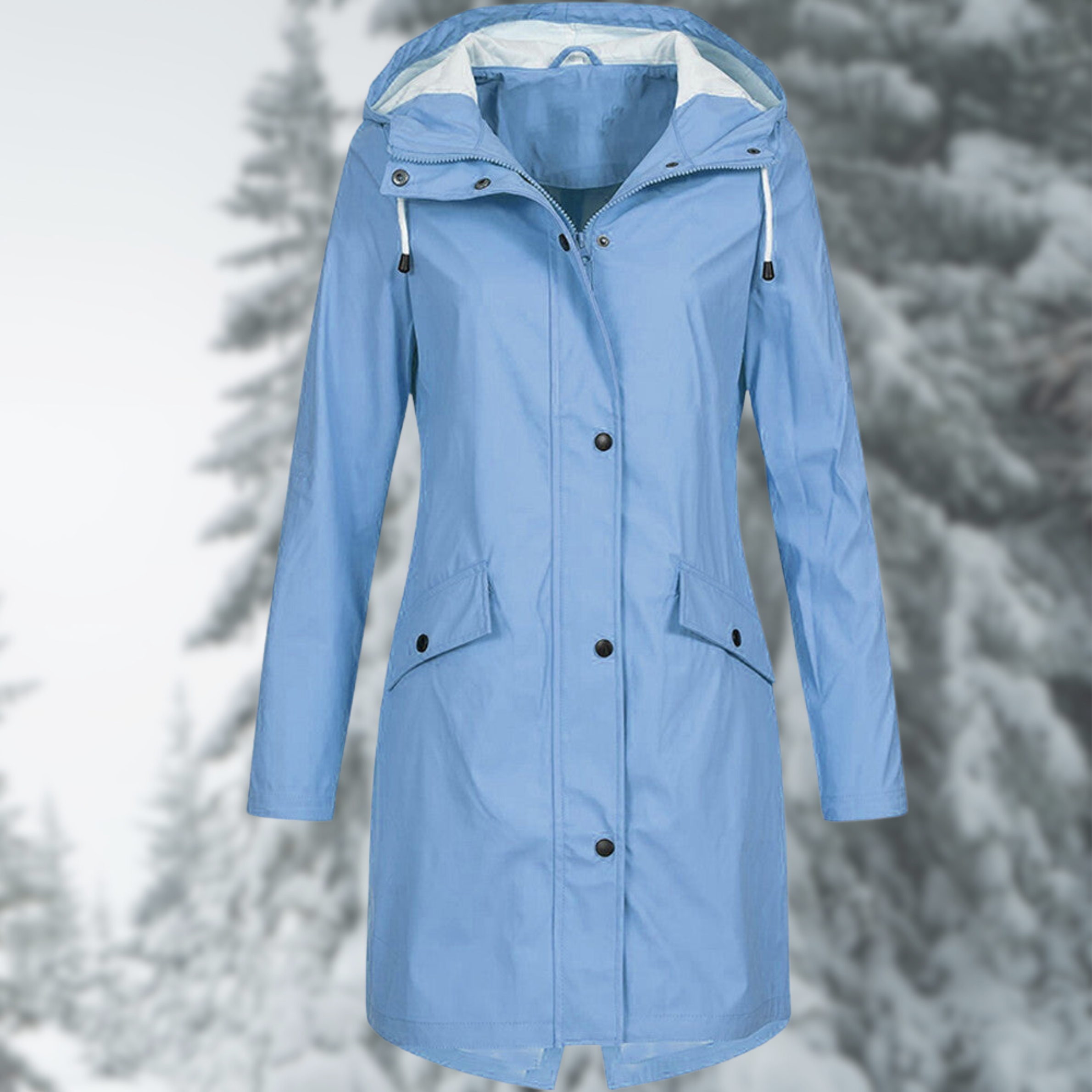 women waterproof rain jacket in blue for rainy days 3