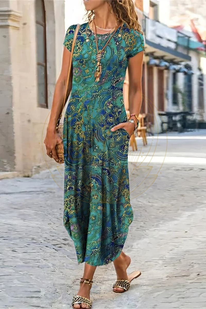 Daphne | Chic Bohemian Blue Maxi Dress for Summer Occasions