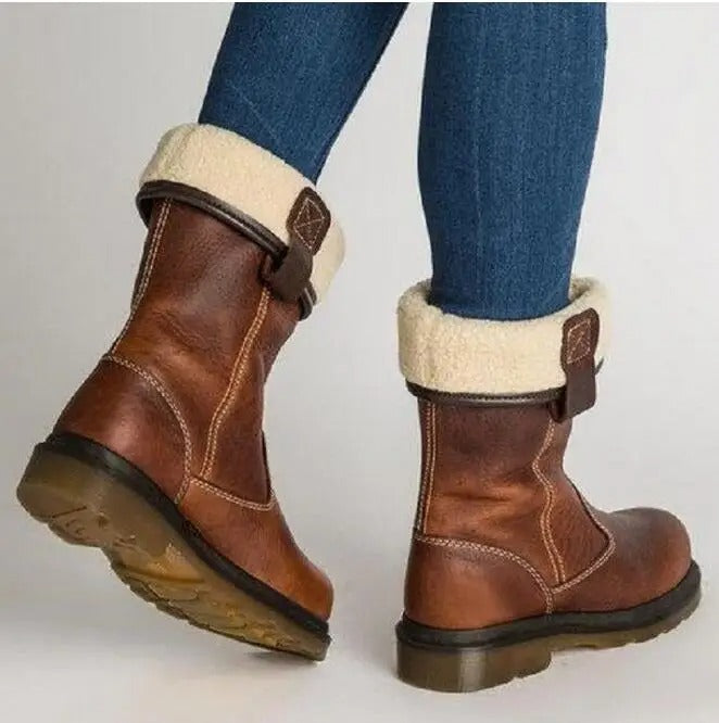 women leather boots in brown for winter 3