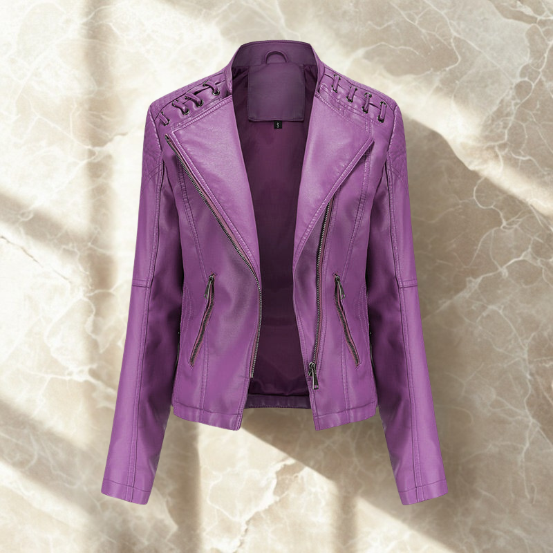Ivy | Luxurious Lace PU Leather Jacket for Women, Perfect for Any Occasion