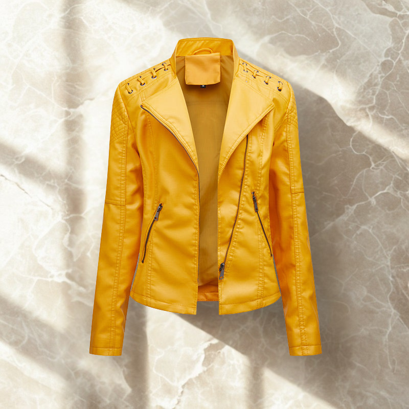 Ivy | Luxurious Lace PU Leather Jacket for Women, Perfect for Any Occasion