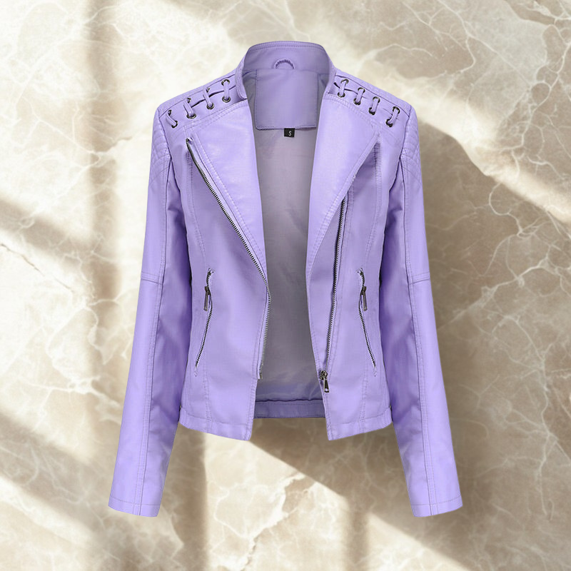 Ivy | Luxurious Lace PU Leather Jacket for Women, Perfect for Any Occasion