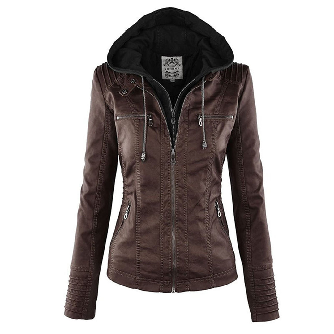 women leather look jacket in black for winter outings 9