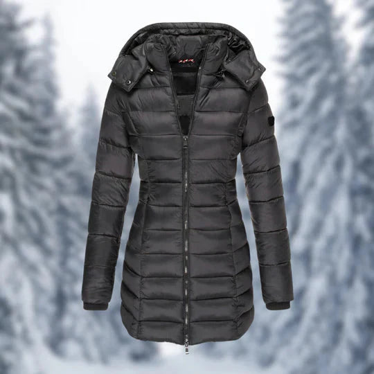 women waterproof puffer jacket in black for winter 1