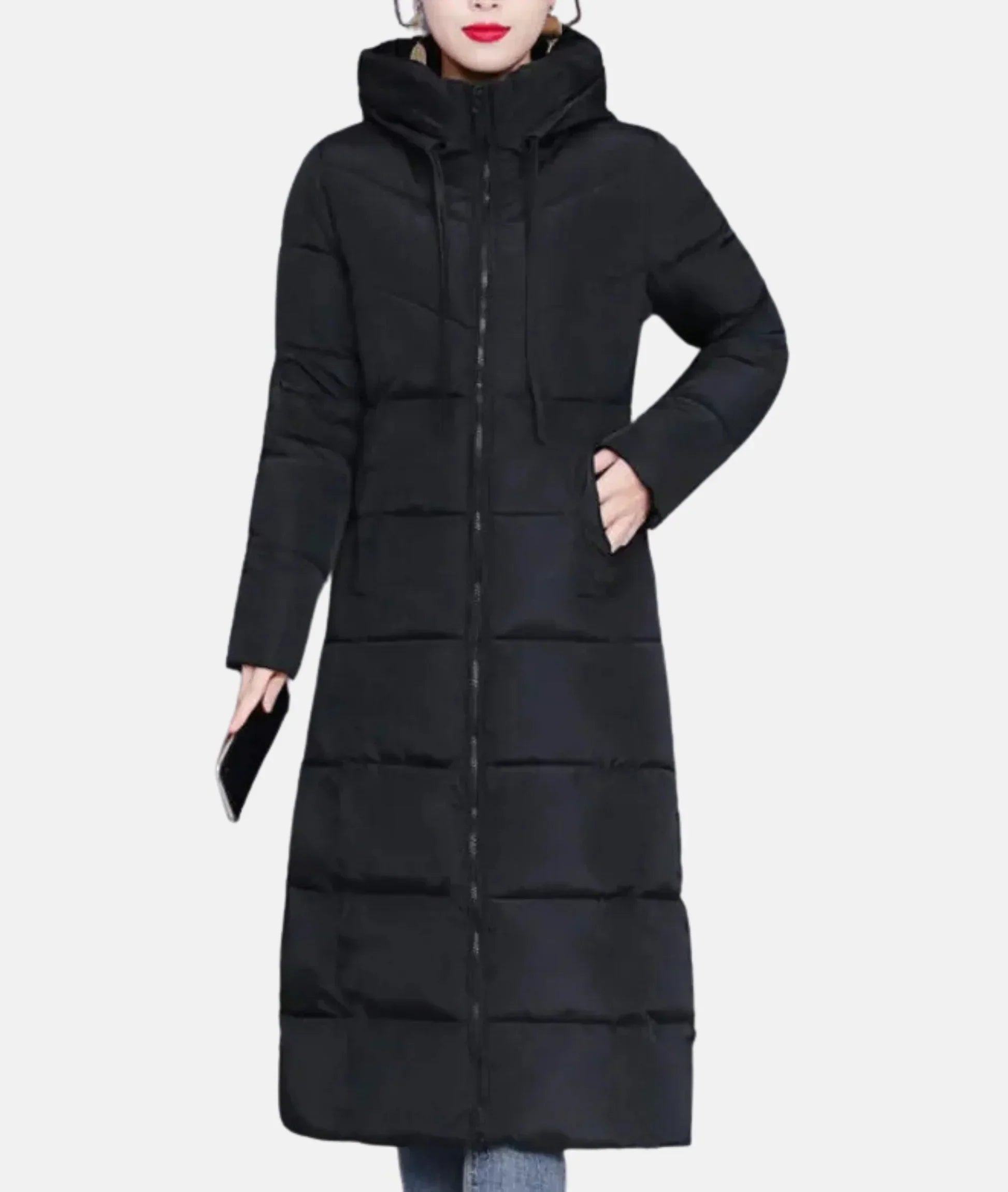 women long winter coat in black for winter 0