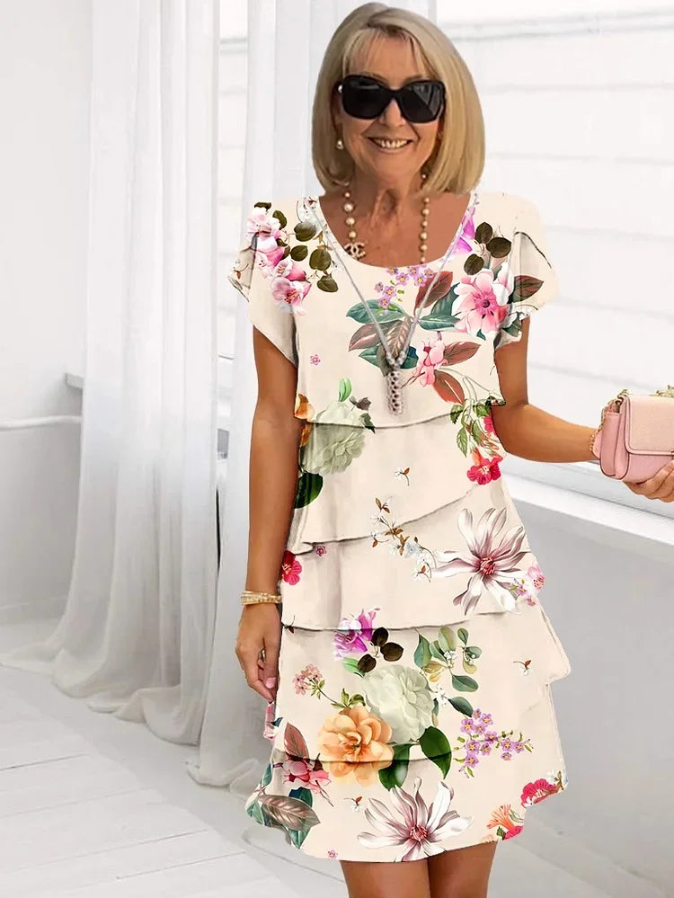 Marvelle | Elegant Floral Ruffled Mini Dress