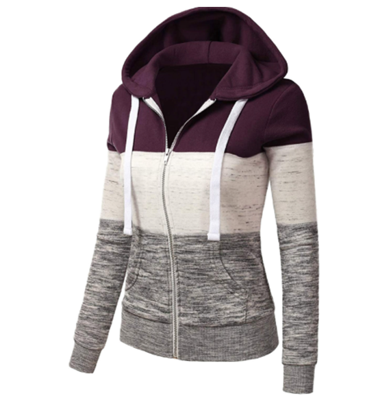 Elara | Stylish Zip-Up Hoodie Jacket with Color Block Detail for Women