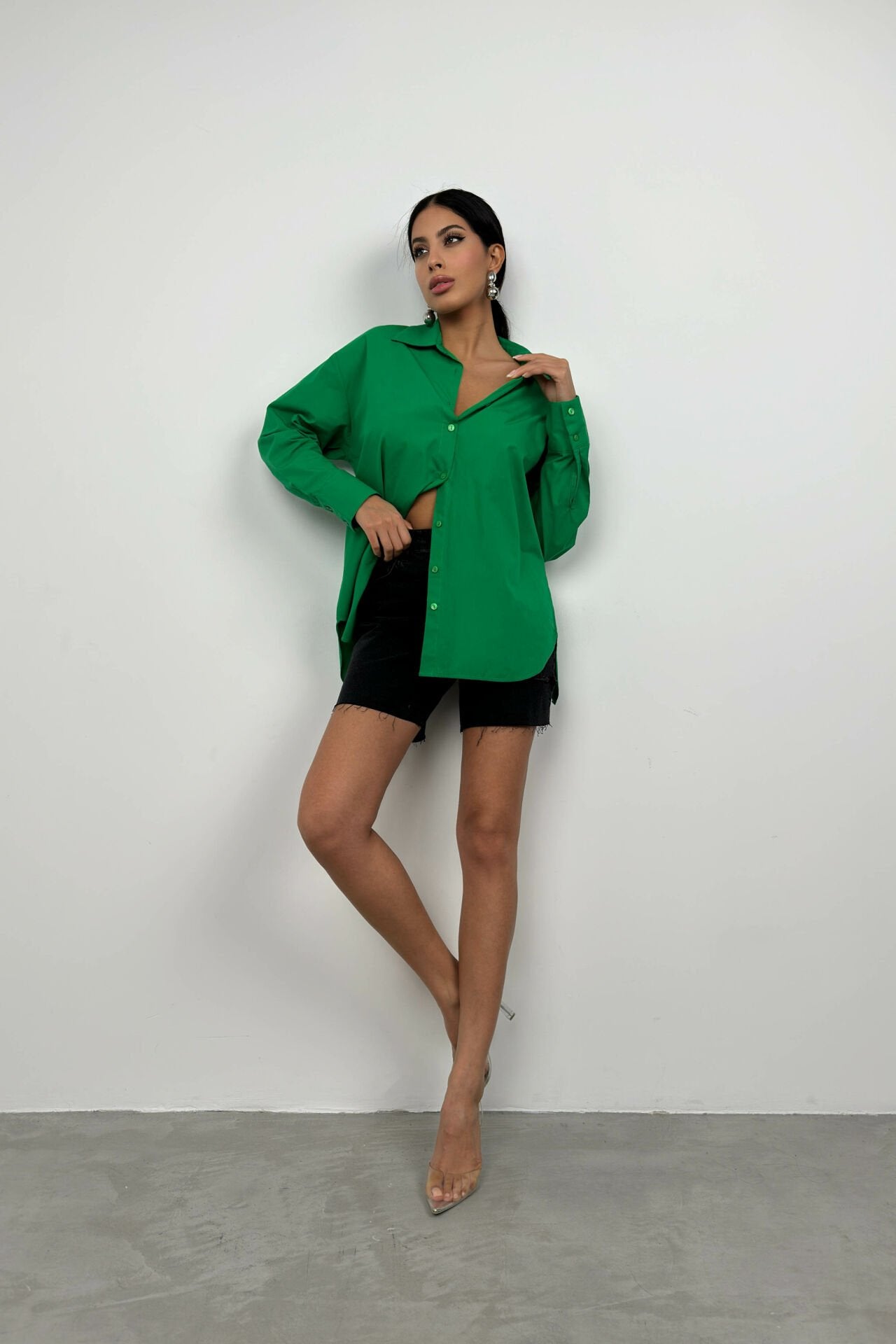 Grüne Schnürbluse für Damen