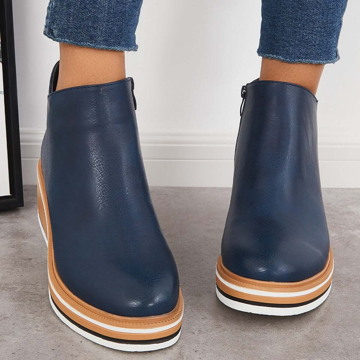 Fenna | Stylish Casual Wedge Ankle Boots with Zip-Up for Women