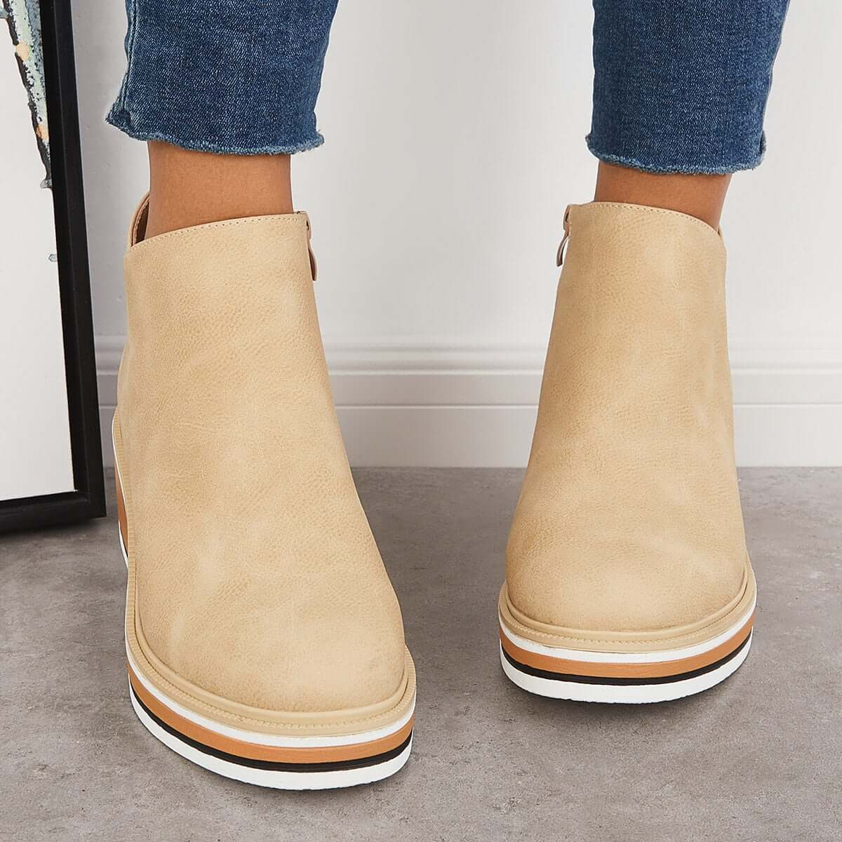 Fenna | Stylish Casual Wedge Ankle Boots with Zip-Up for Women