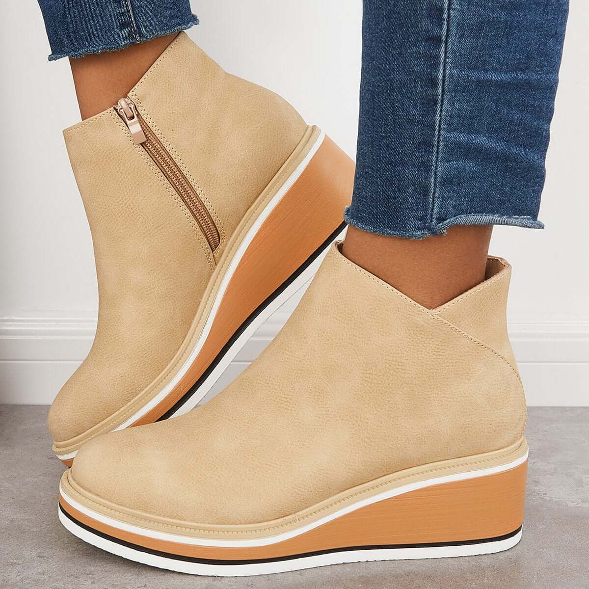 Fenna | Stylish Casual Wedge Ankle Boots with Zip-Up for Women