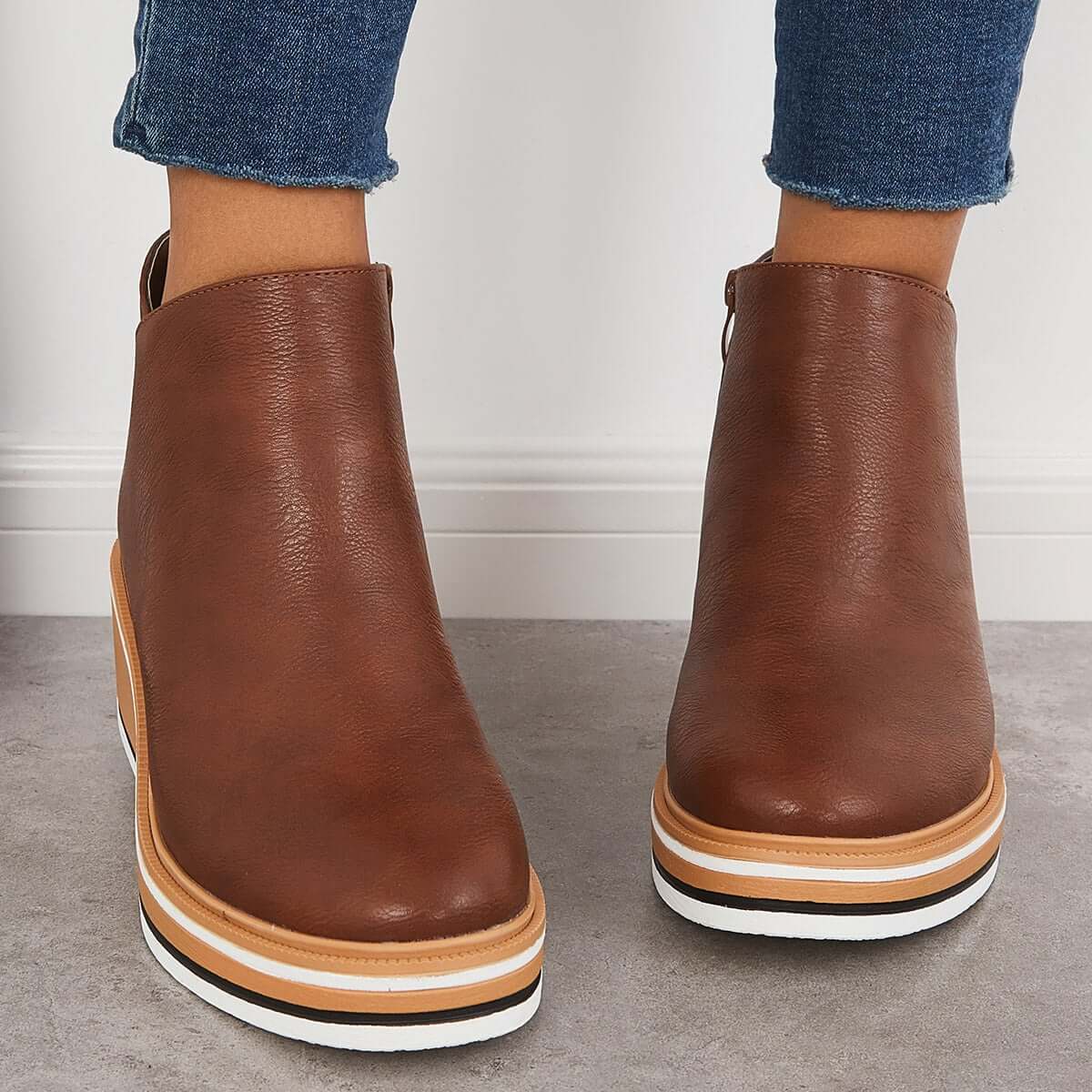 Fenna | Stylish Casual Wedge Ankle Boots with Zip-Up for Women