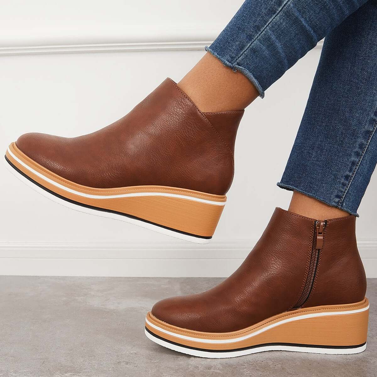 Fenna | Stylish Casual Wedge Ankle Boots with Zip-Up for Women