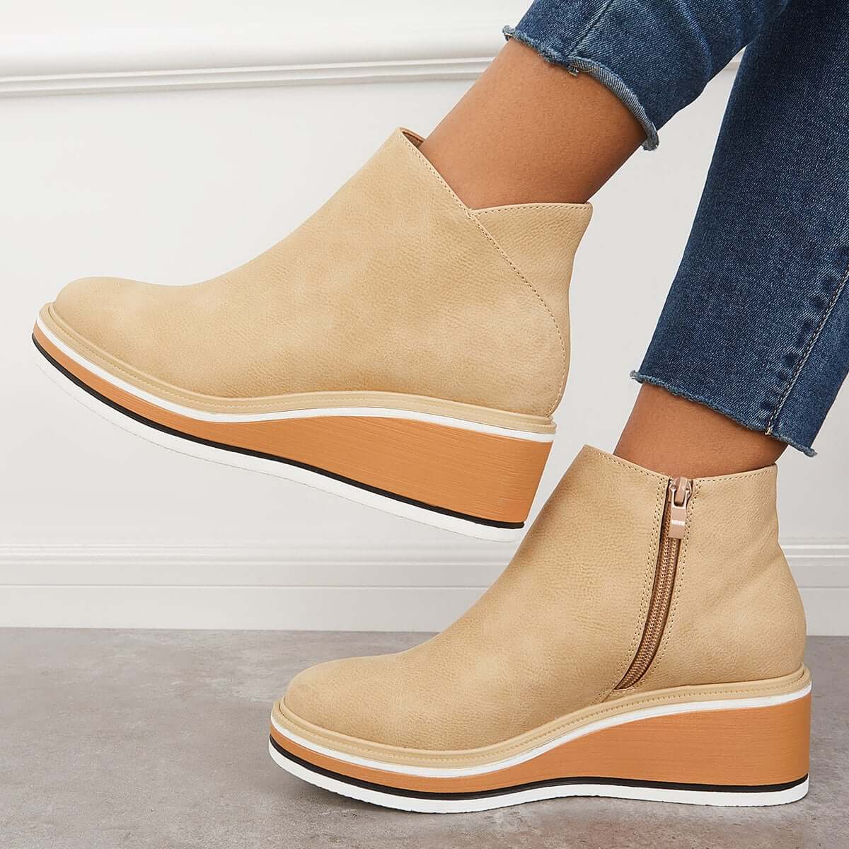Fenna | Stylish Casual Wedge Ankle Boots with Zip-Up for Women