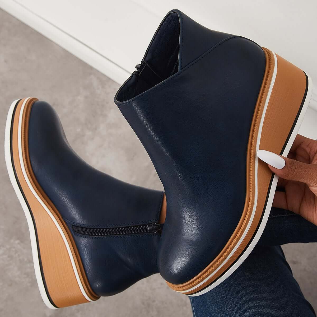 Fenna | Stylish Casual Wedge Ankle Boots with Zip-Up for Women