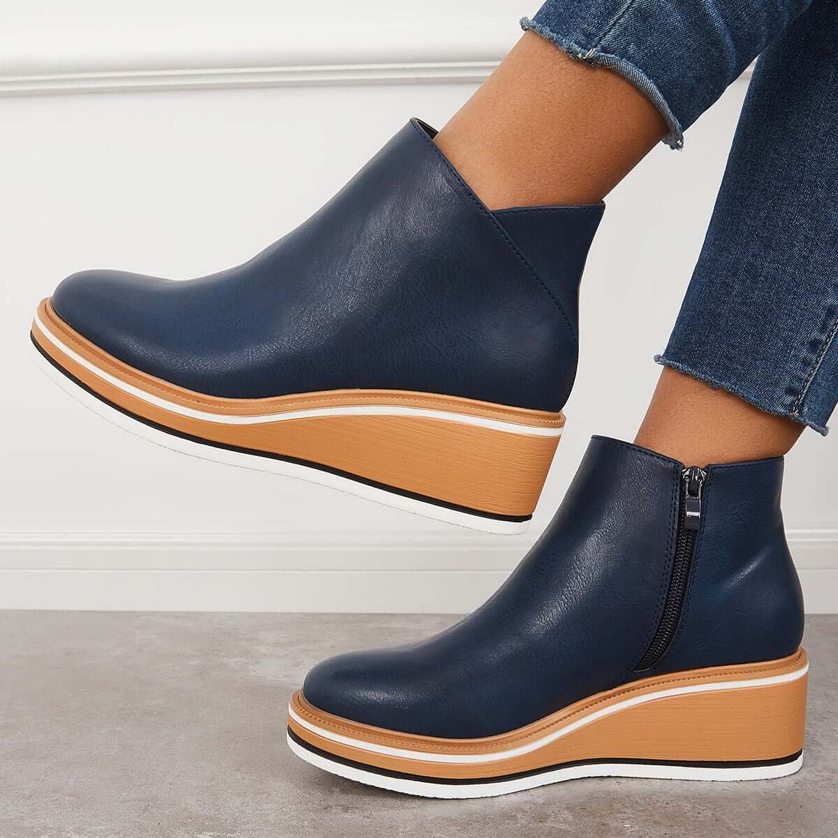 Fenna | Stylish Casual Wedge Ankle Boots with Zip-Up for Women