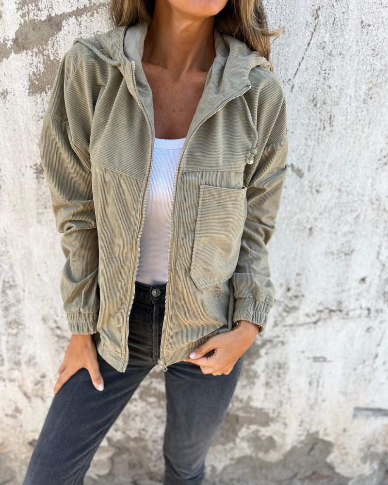 Georgia | Stylish Corduroy Jacket for Women with a Cozy Hood
