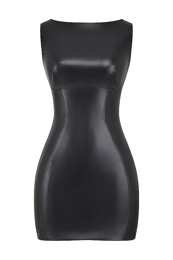 Naomi | Stylish Black Leather Dress
