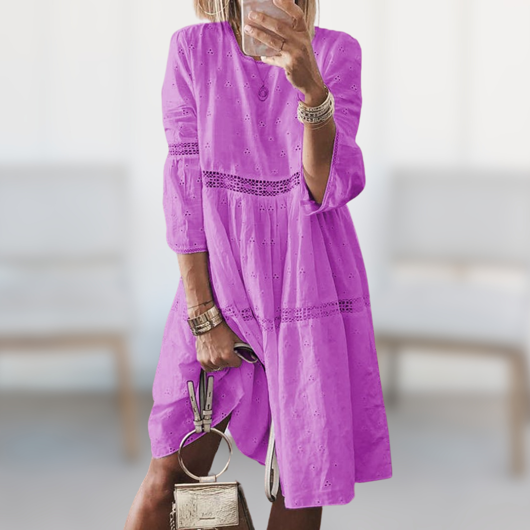 Vera | Elegant Lace Detail Midi Dress, Perfect for Summer Outings
