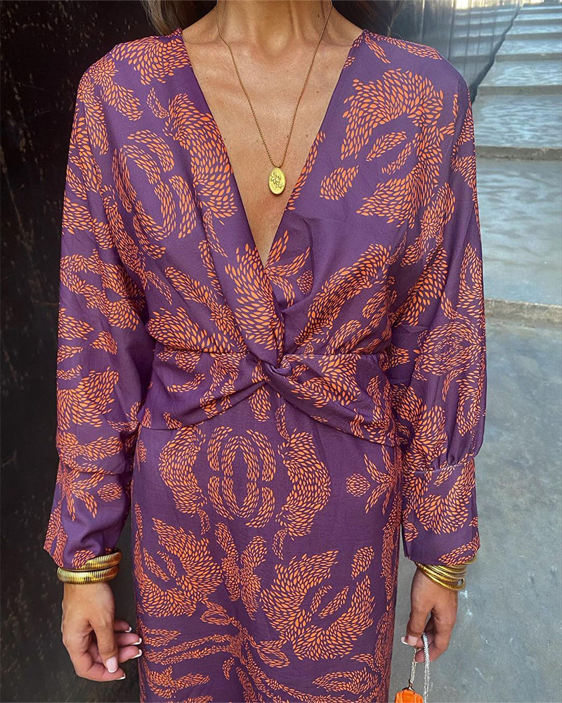 Amira | Elegant Maxi Kimono Dress with Bold Pattern