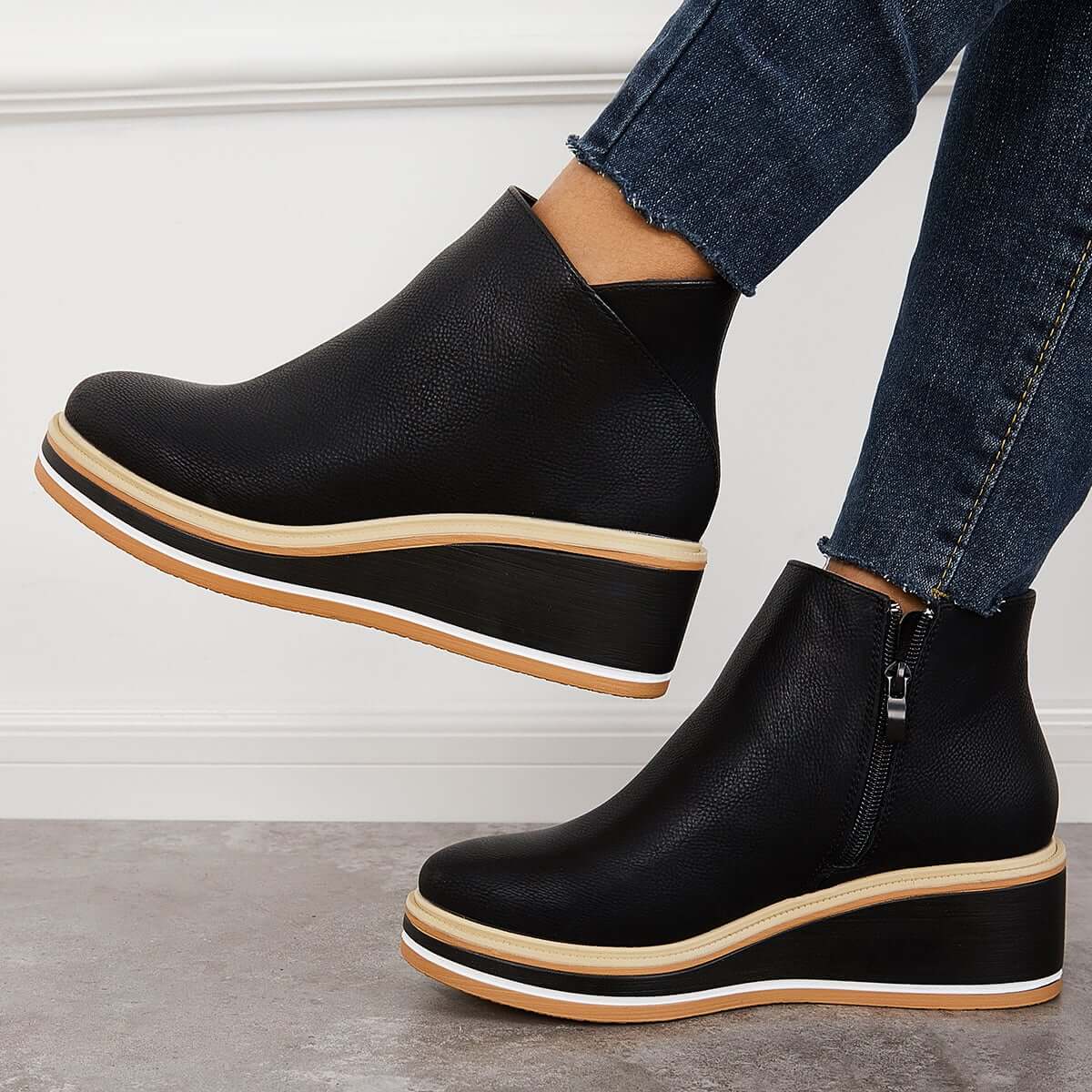 Fenna | Stylish Casual Wedge Ankle Boots with Zip-Up for Women