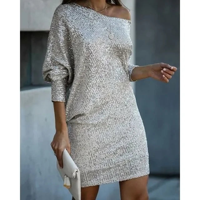 Beatrice | Elegant Eye Catching Shiny One-Shoulder Mini Dress