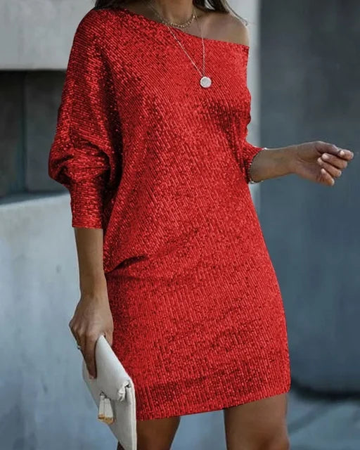 Beatrice | Elegant Eye Catching Shiny One-Shoulder Mini Dress