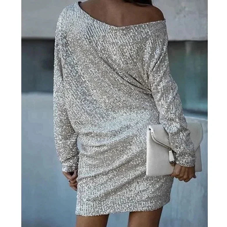 Beatrice | Elegant Eye Catching Shiny One-Shoulder Mini Dress