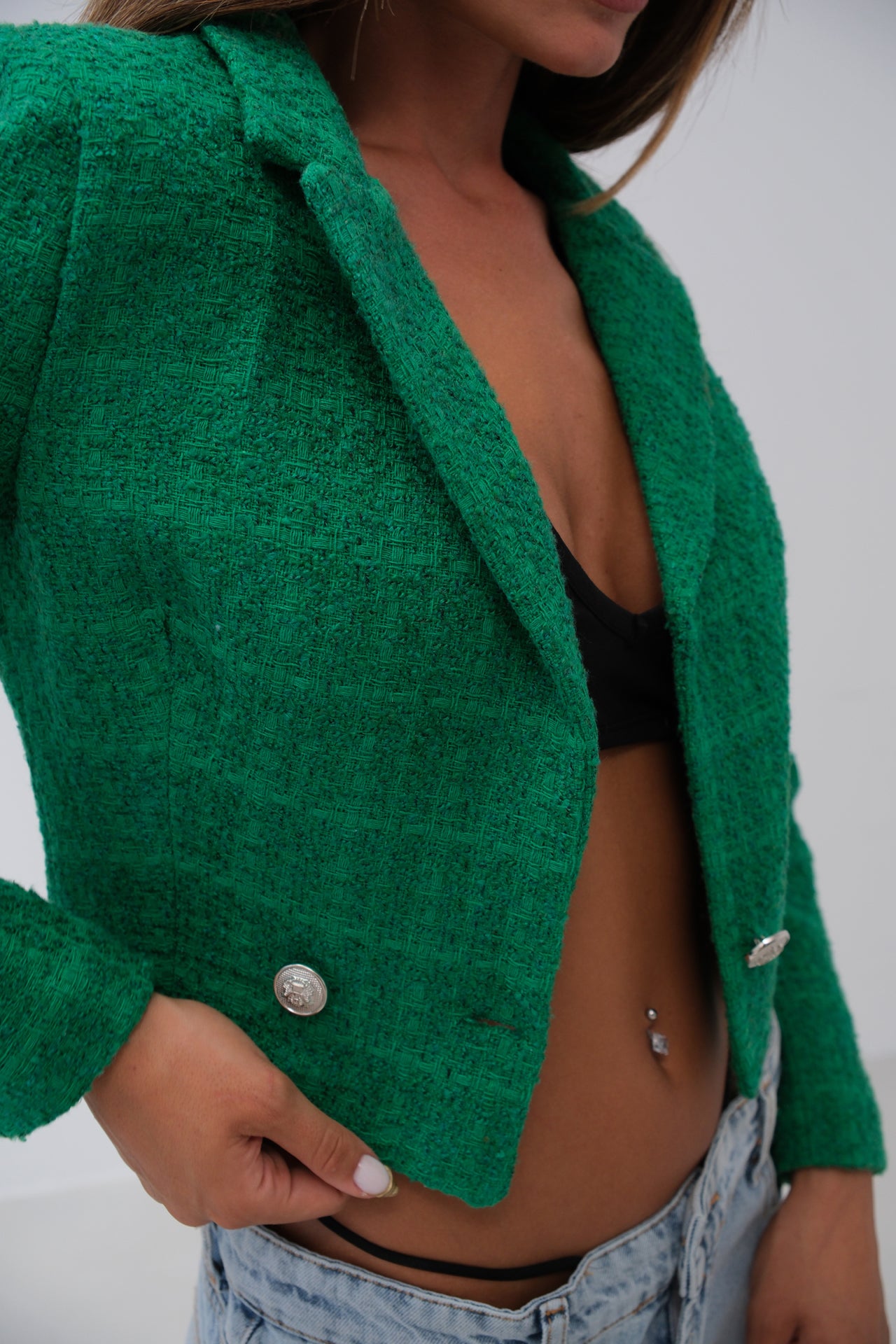 Tweed Crop Blazer Jacket