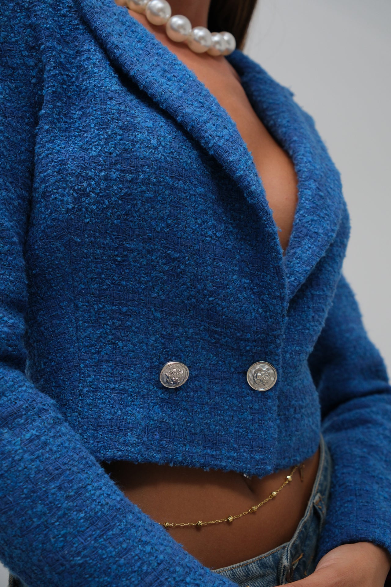 Tweed-Crop-Blazerjacke