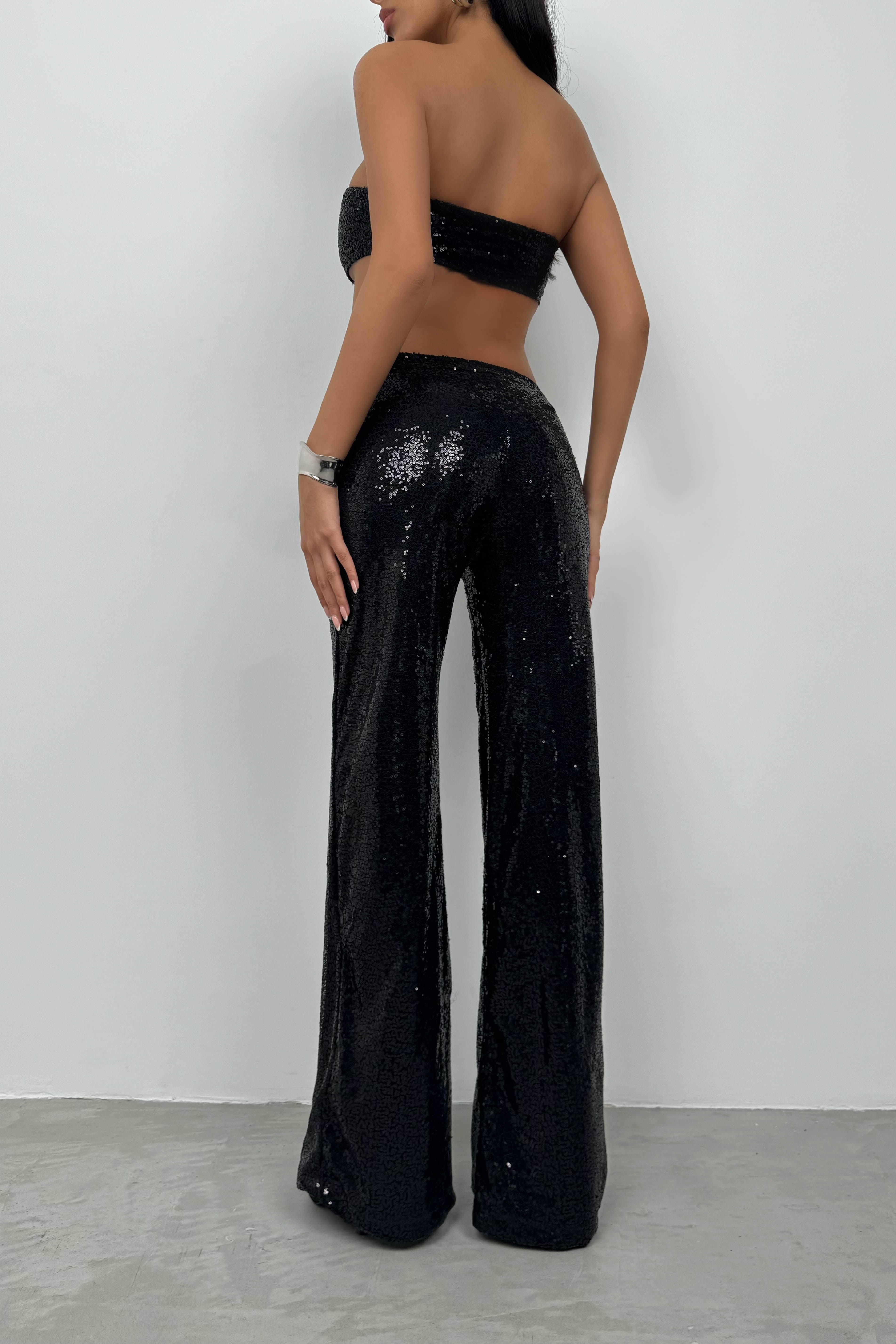 Sequined Wide Leg Trousers