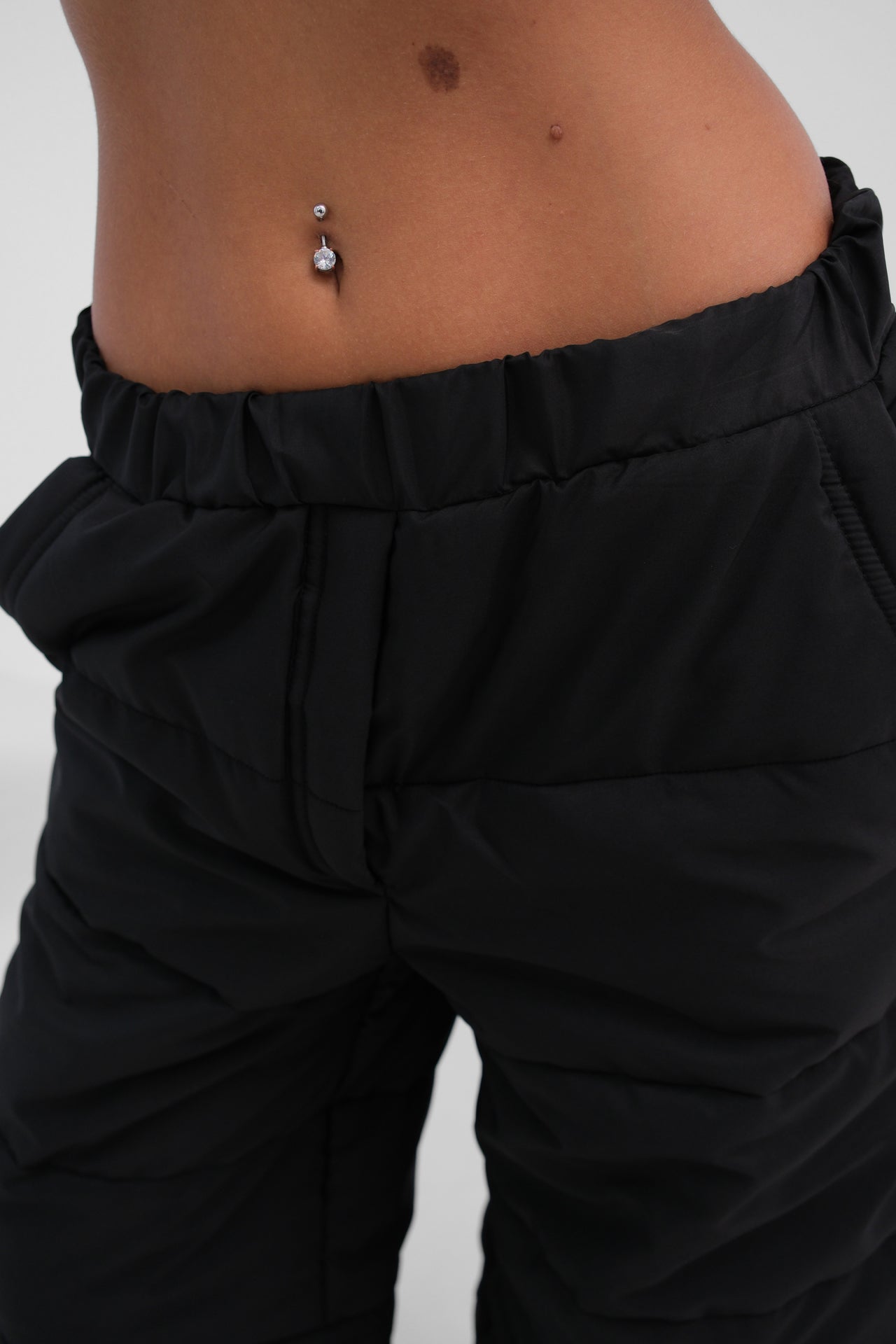 Puffer Detailed Black Pants for Women