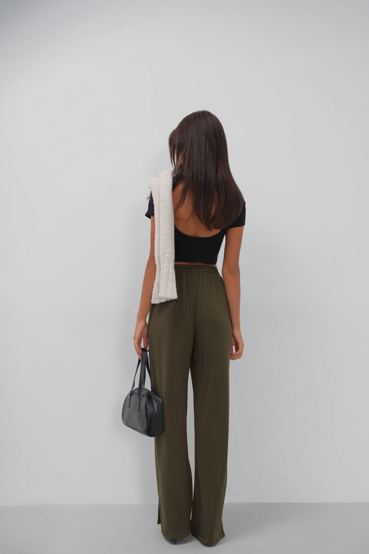 Drawstring Detail Oversized Brown Trousers for Women