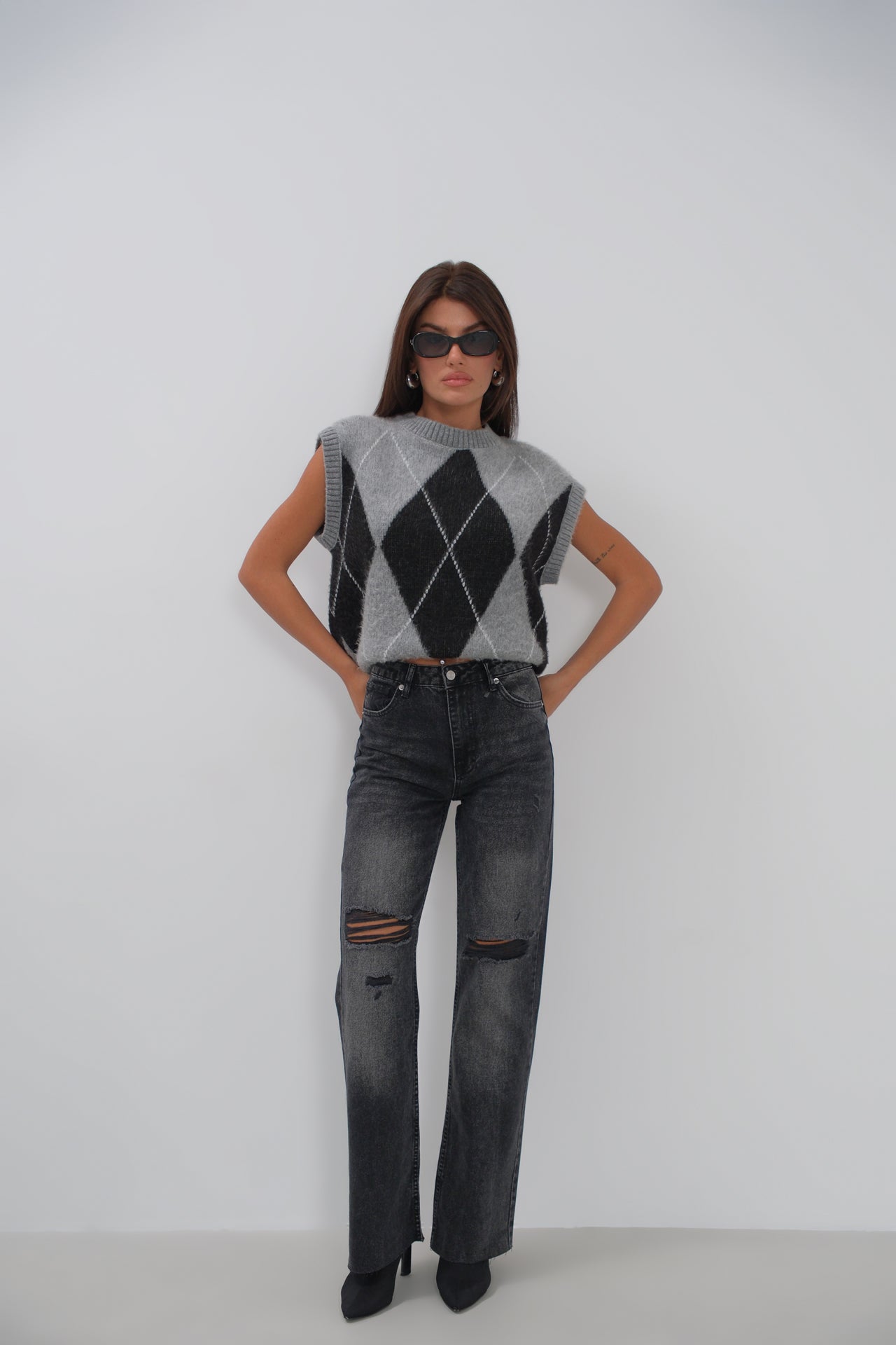 Laser-Cut Weite Jeans