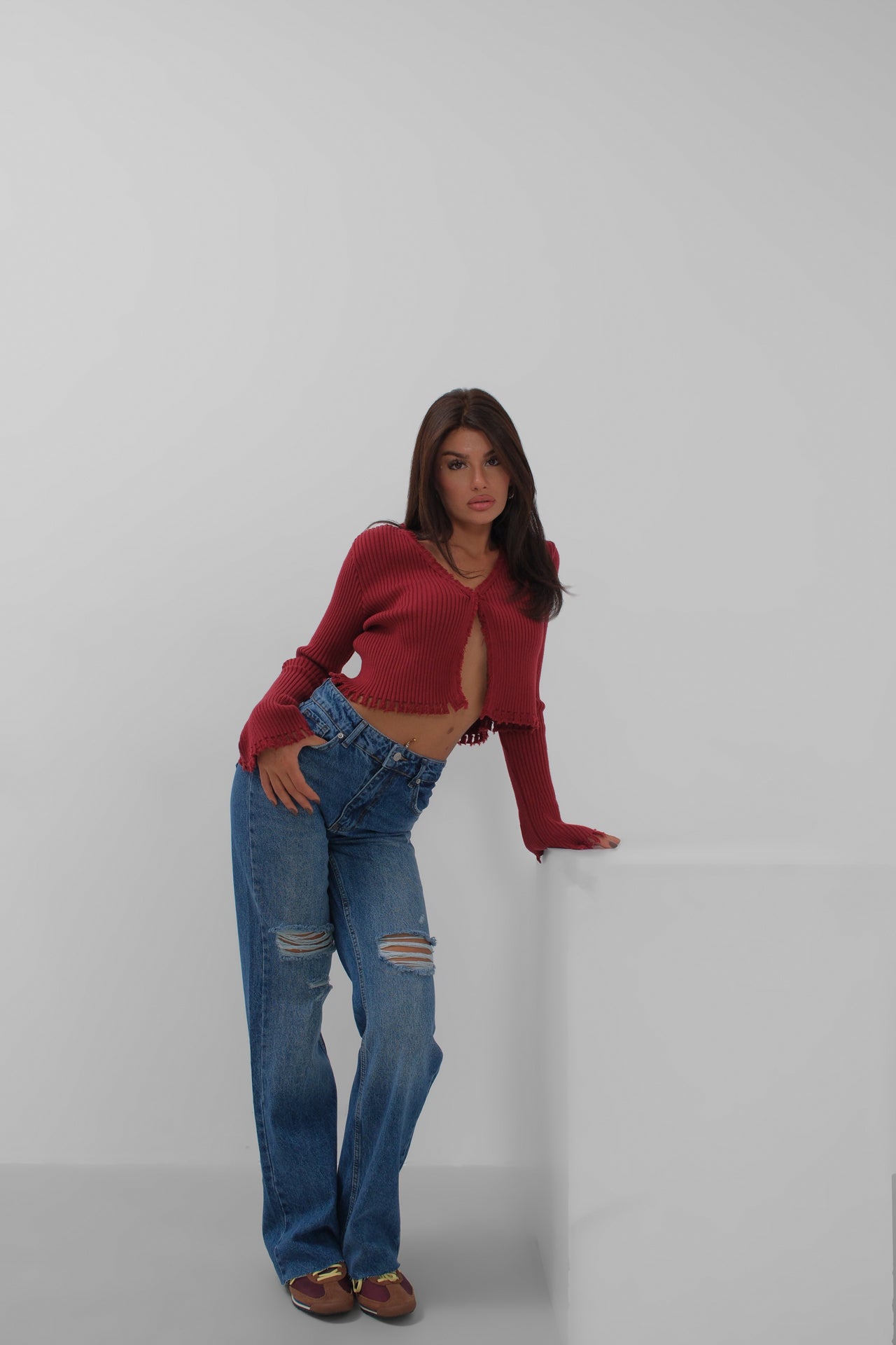 Laser Cut Wide Leg Jean