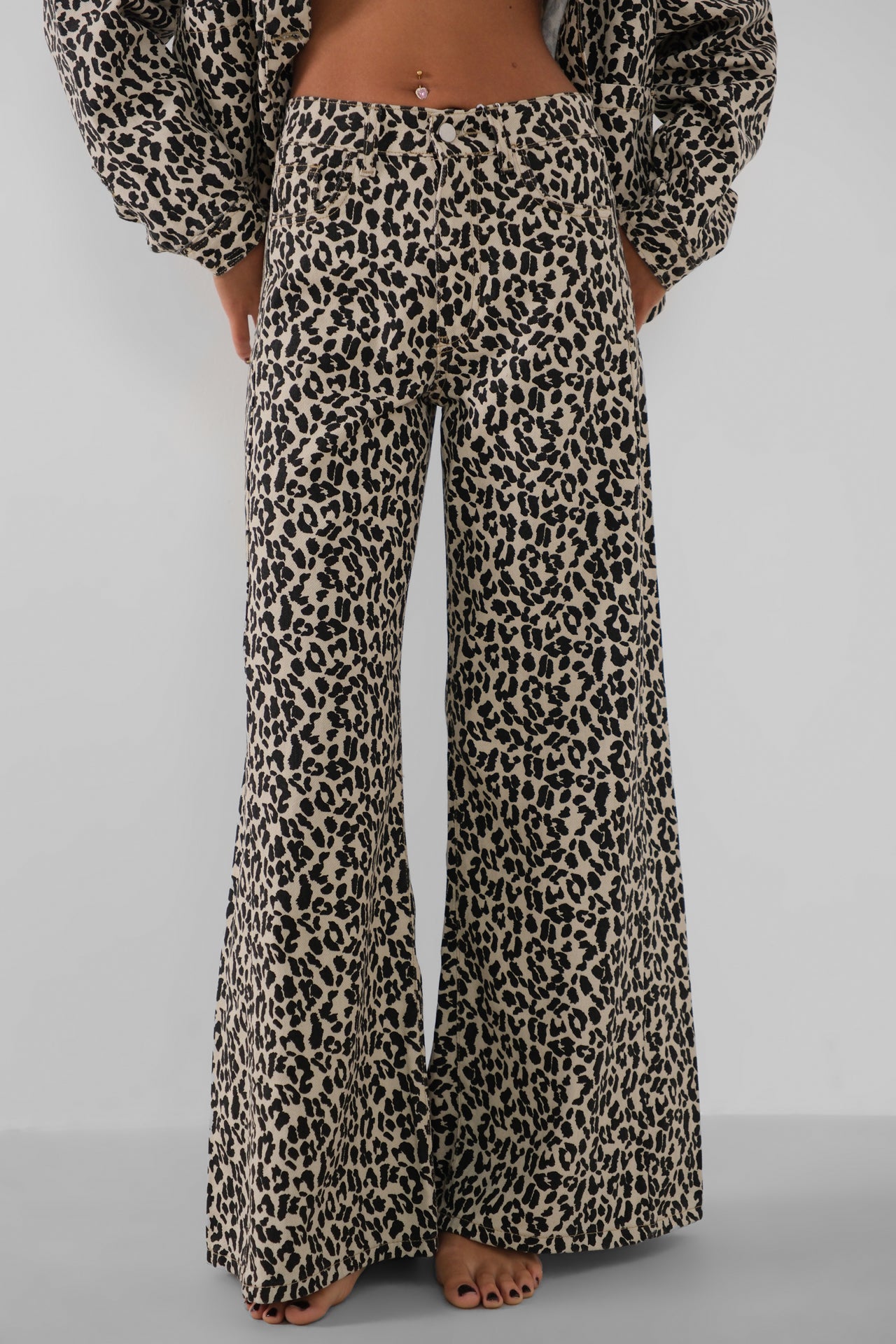 Leopard Pattern Wide Leg Jean