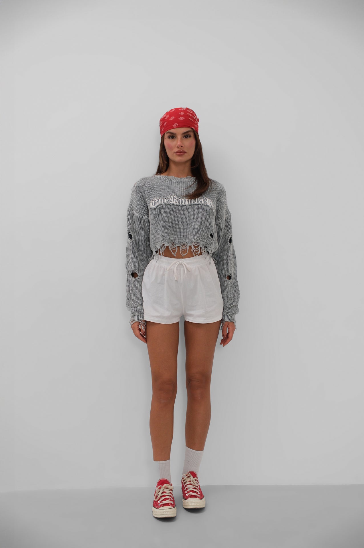 Laser Embroidered Washable Crop Sweater