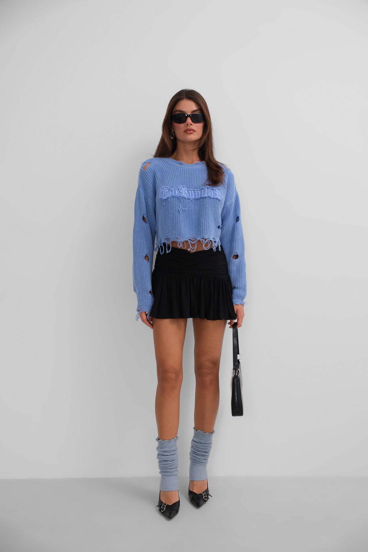 Laser Embroidered Washable Crop Sweater