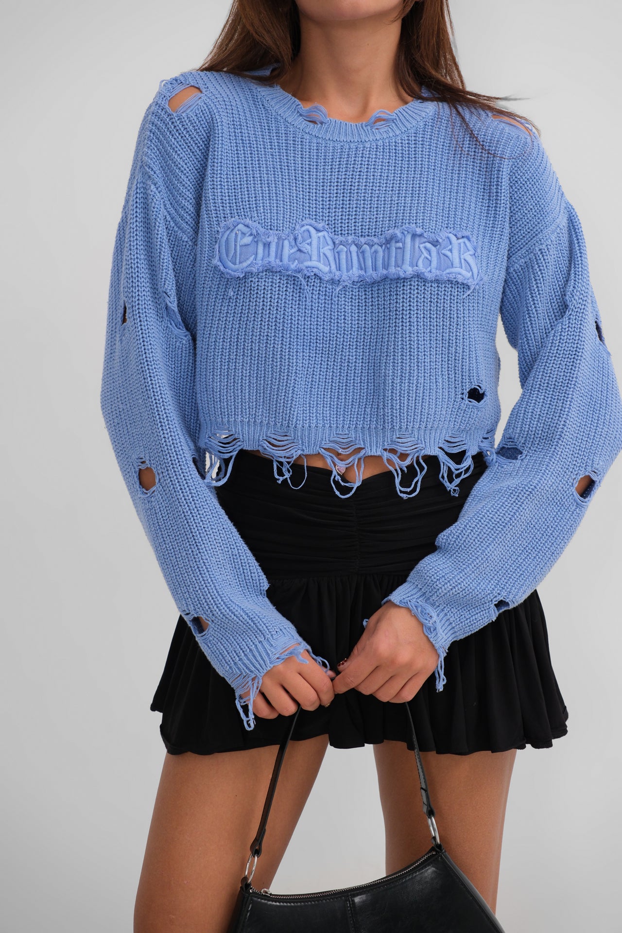 Laser Embroidered Washable Crop Sweater