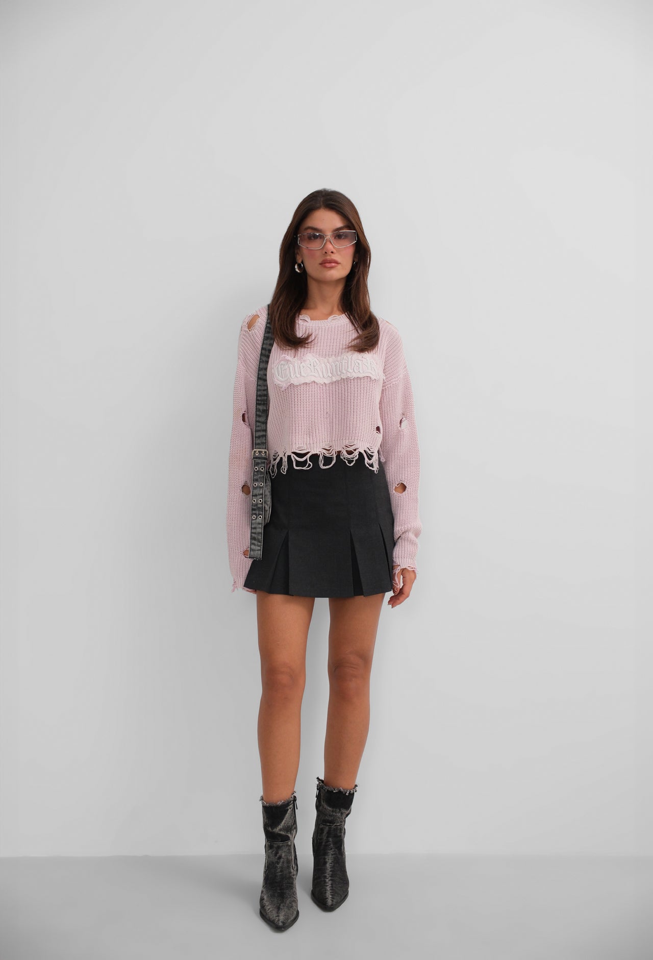 Laser Embroidered Washable Crop Sweater