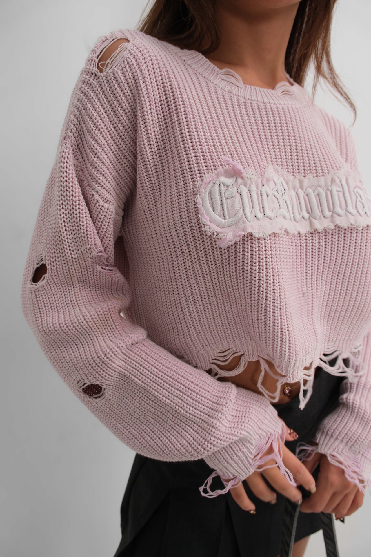 Laser Embroidered Washable Crop Sweater